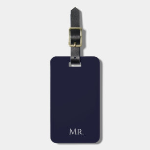 Étiquette À Bagage Minimaliste Noir & Blanc « Monsieur » Voyage Moder