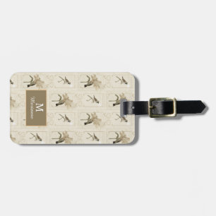 Étiquette À Bagage Minimaliste Vintage Lily Bird Élégant Antique