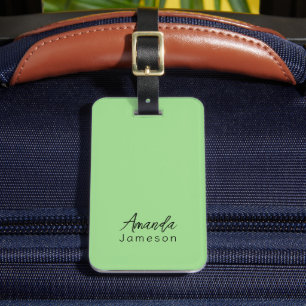 Étiquette À Bagage Minuscule vert clair Monogramme Nom complet