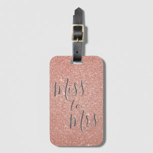 Étiquette À Bagage Miss to Mrs Shower de Mariage Rose Gold Étincelle