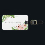 Étiquette À Bagage Mme florale d'aquarelle rose<br><div class="desc">Mme florale conception d'aquarelle rose. Cadeau idéal pour un mariage ou un anniversaire. Une partie d'une collection.</div>