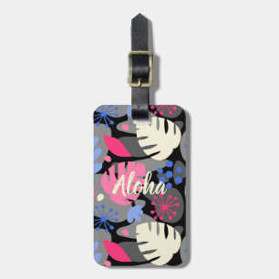 Étiquette À Bagage Mod Monstera Feuille Abstraite Hawaiienne Tropical