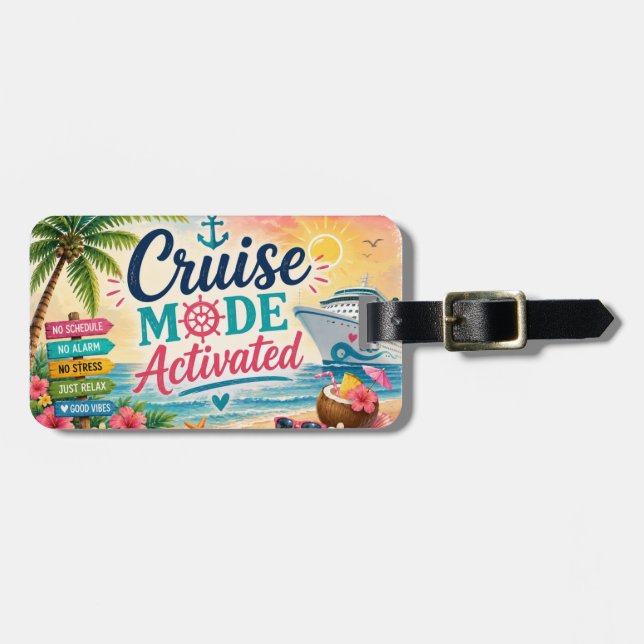 Étiquette À Bagage Mode Croisière Activé Tropical (Devant horizontal)