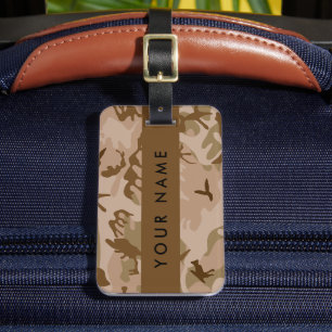 Étiquette À Bagage Modèle de camouflage du désert, Votre nom, Personn