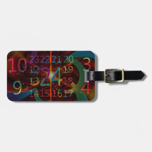 Étiquette À Bagage Modèle de nombres psychadéliques, dessin hypnotiqu