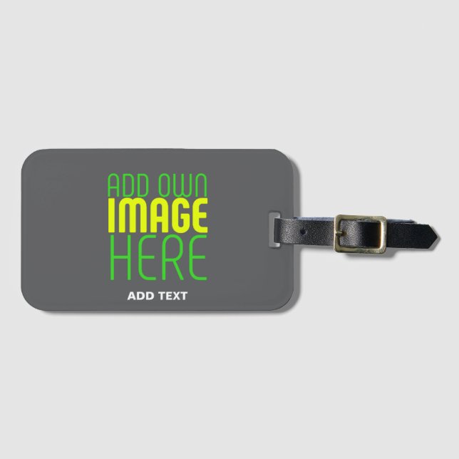 ÉTIQUETTE À BAGAGE MODÈLE DE TEXTE D'IMAGE GRAY SIMPLE MODERNE (Devant Horizontal)