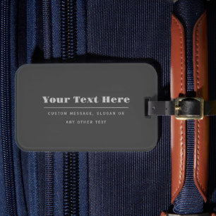 Étiquette À Bagage Modèle de texte rétro-modern éditable   Gris foncé