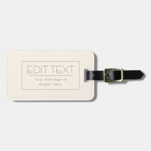 Étiquette À Bagage Modèle éditable élégant   Blanc cassé et marron fo