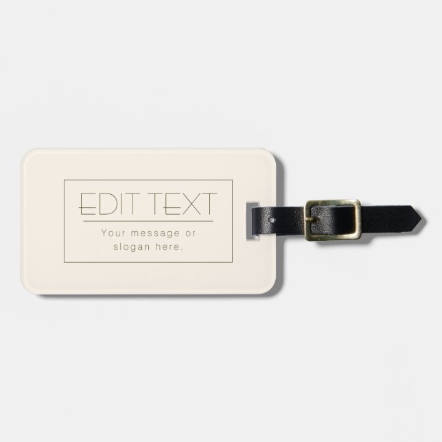 Étiquette À Bagage Modèle éditable élégant | Blanc cassé et marron fo (Devant horizontal)