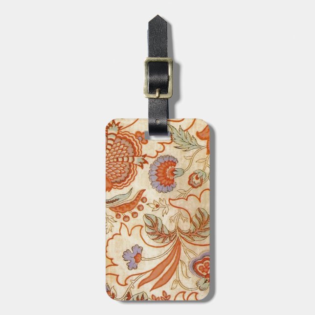 Étiquette À Bagage Modèle floral antique de Chintz Paisley (Devant Vertical)