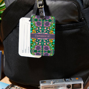 Étiquette À Bagage Modèle Floral Purple Personnalisé Nom Fun Inspiriv