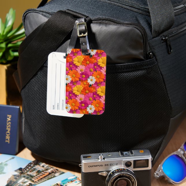 Étiquette À Bagage Modèle floral sans marguerite (Recto & Verso)