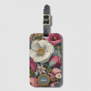 Étiquette À Bagage Modèle floral vintage avec nom personnalisé
