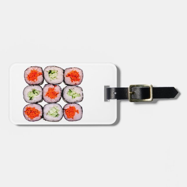 Étiquette À Bagage Modèle japonais de nourriture de Rolls de sushi (Devant horizontal)