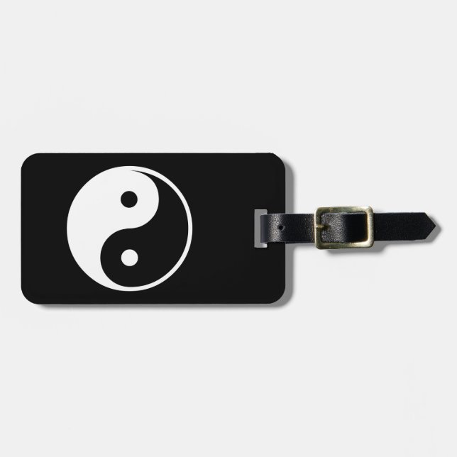 Étiquette À Bagage Modèle noir et blanc d'illustration de Yin Yang (Devant horizontal)