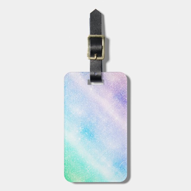 Étiquette À Bagage Modèle vitreux ombre Blue Purple Glitter (Devant Vertical)