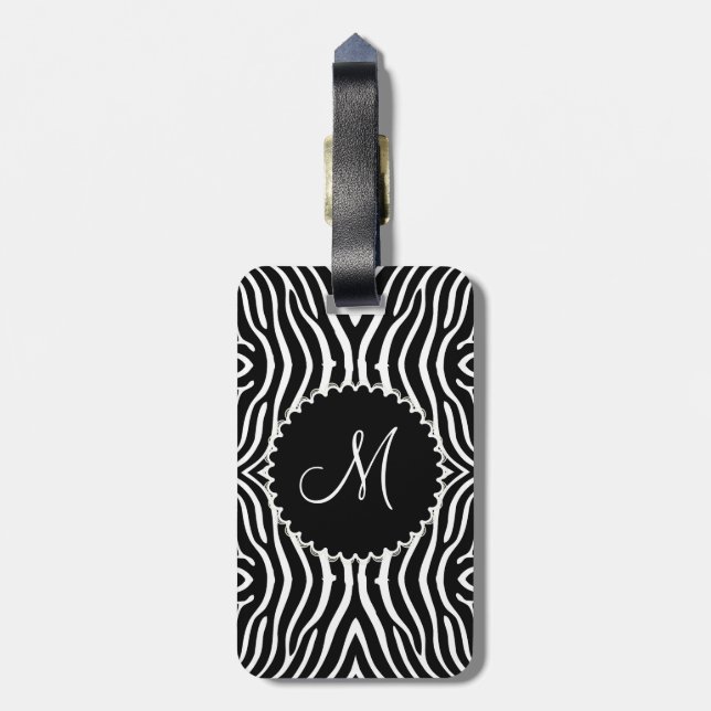 Étiquette À Bagage Modèle Zèbre noir et blanc Customisé (Dos Vertical)
