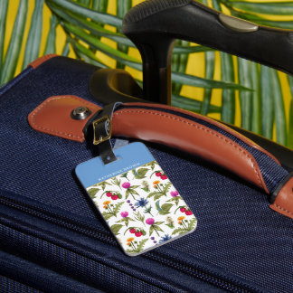 Étiquette À Bagage Modern Monogram Wildflower Pattern Stylish 