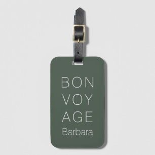 ÉTIQUETTE À BAGAGE MODERNE BON VOYAGE MOSS VERT