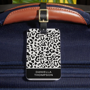 Étiquette À Bagage Moderne Chic Empreinte de léopard de neige Voyage 