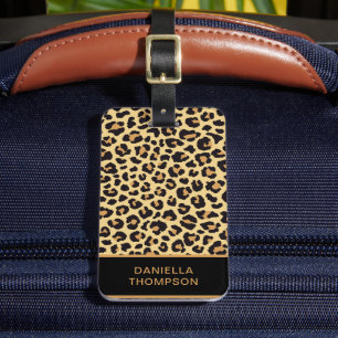 Étiquette À Bagage Moderne Chic Empreinte de léopard Motif Aventure V
