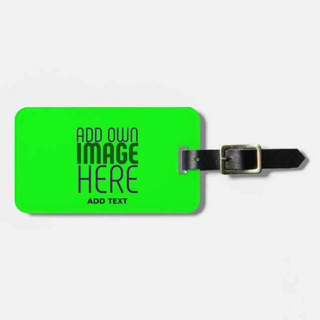 ÉTIQUETTE À BAGAGE MODERNE ÉDITABLE NEON GREEN IMAGE MODÈLE TEXTE (Devant horizontal)