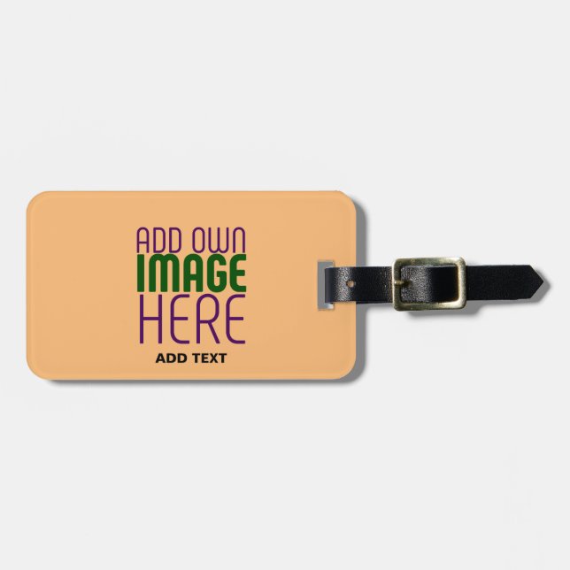ÉTIQUETTE À BAGAGE MODERNE ÉDITABLE PEACH ORANGE IMAGE MODÈLE TEXTE (Devant horizontal)