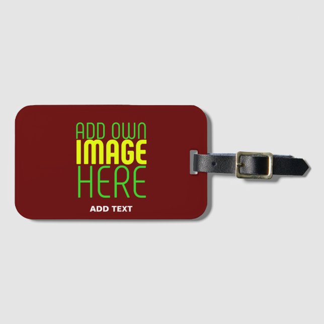 ÉTIQUETTE À BAGAGE MODERNE ÉDITABLE SIMPLE OXBLOOD IMAGE MODÈLE TEXTE (Devant Horizontal)