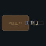 Étiquette À Bagage Moderne élégant Brown Gold Professional tendance<br><div class="desc">Ce modèle peut être customisé pour répondre à tous les métiers professionnels.</div>