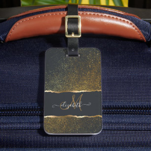Étiquette À Bagage Moderne Élégant Monogramme au Touché d'Or