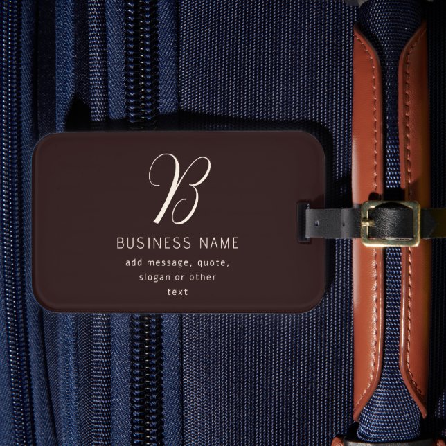 Étiquette À Bagage Moderne Élégant Nom commercial Monogramme | Brun f (Insitu Rectoal 4)