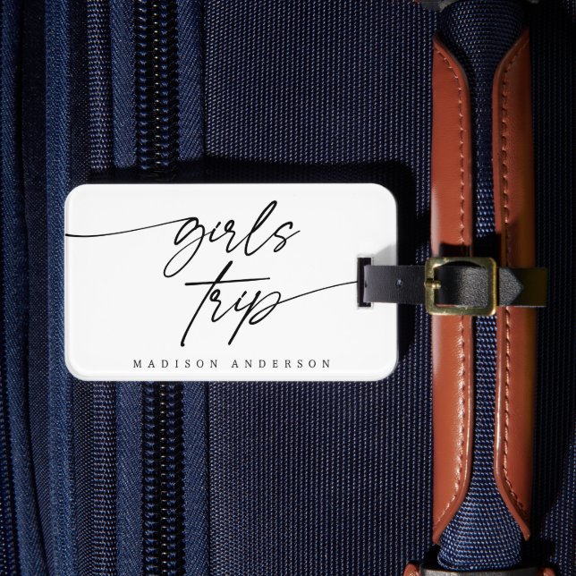 Étiquette À Bagage Moderne Élégante Girls Trip Script Typographie (Insitu Rectoal 4)