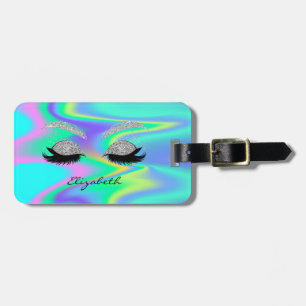 Étiquette À Bagage Moderne Féminin, Faux Cils Pailletés, Holographiqu