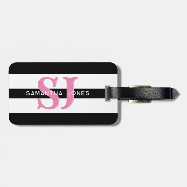 Étiquette À Bagage Moderne minima Gras Gras Diapositives Initiales Mo (Dos horizontal)