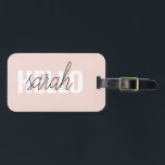 Étiquette À Bagage Moderne Pastel Rose Bonjour Et Vous Nom<br><div class="desc">Moderne Pastel Rose Bonjour Et Vous Nom</div>