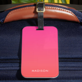 Étiquette À Bagage Moderne rose chaud dégradé coloré