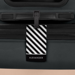 Étiquette À Bagage Moderne Simple Grandes noires et blanches