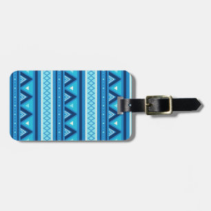 Étiquette À Bagage Moderne Sud-Ouest Géométrique, Bleu & Turquoise