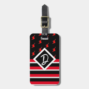 Étiquette À Bagage Modifiable - Initiale de monogramme rouge blanc no