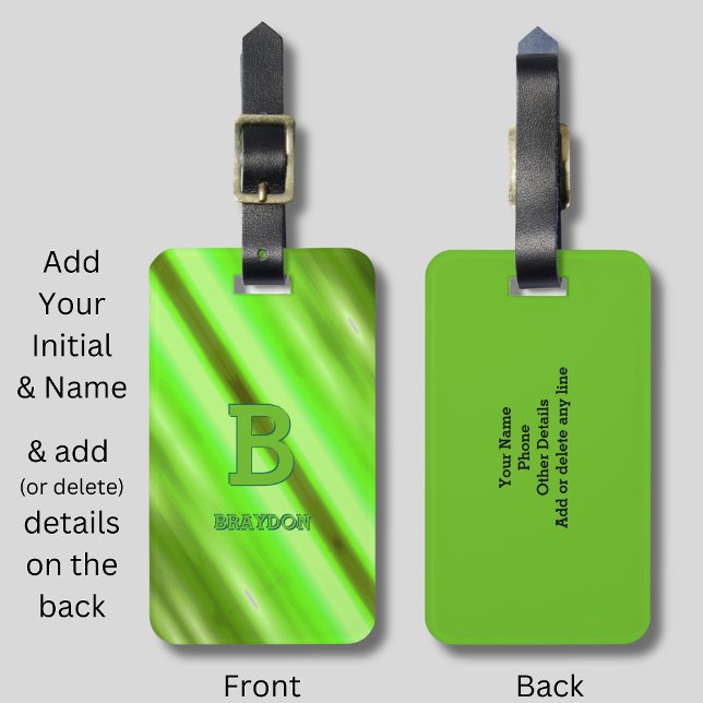 Étiquette À Bagage Modifier le nom d'ajout initial Soft Green Olive S (Créateur téléchargé)