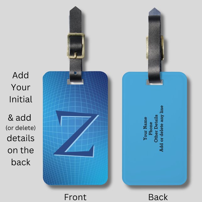 Étiquette À Bagage Modifier les lignes géométriques initiales, bleu d (Créateur téléchargé)