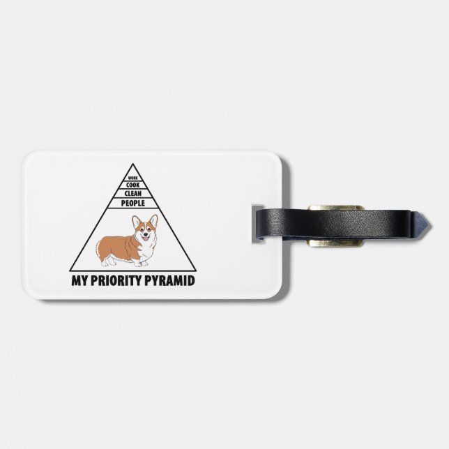 Étiquette À Bagage Mon Corgi Pyramide des Priorités (Dos horizontal)