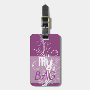 Étiquette À Bagage Mon étiquette florale pourpre de bagage de remous