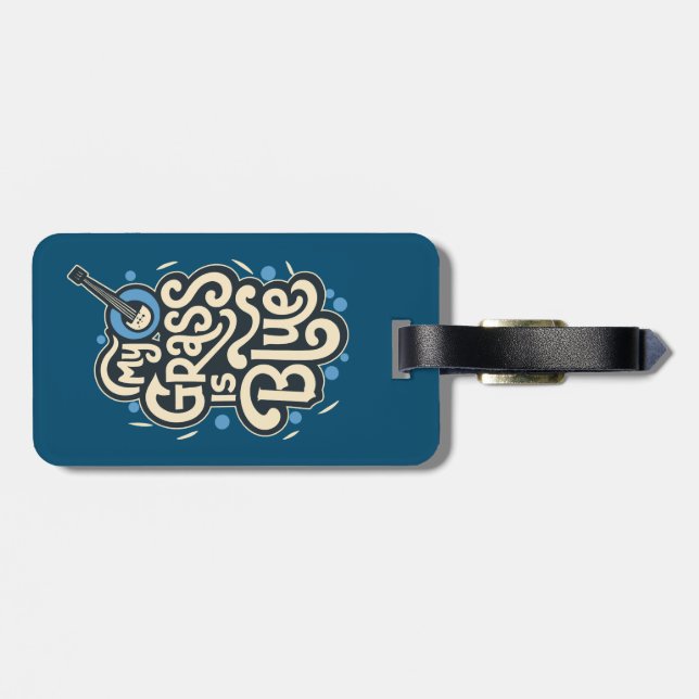 Étiquette À Bagage Mon Herbe Est Bleu Bluegrass Musique Folle (Dos horizontal)