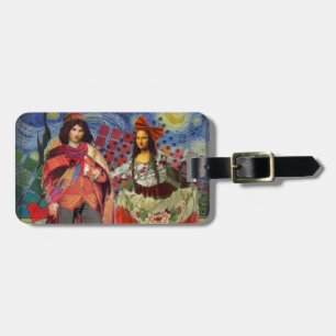 Étiquette À Bagage Mona Lisa Romantique Drôle Coloré Travail d'Art