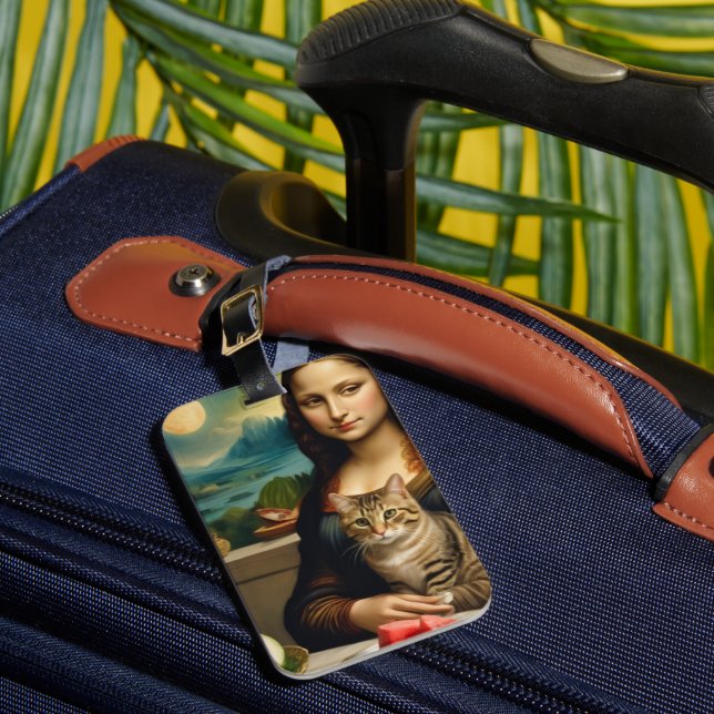 Étiquette À Bagage Mona Lisa & son chat - Vibrations estivales \ (Insitu Rectoal 1)