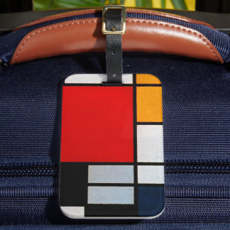 Étiquette À Bagage Mondrian - Composition avec un grand plan rouge
