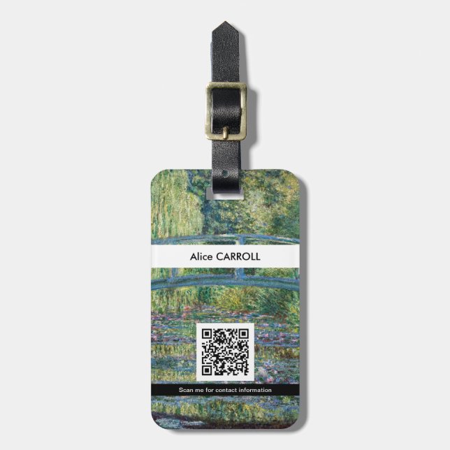 Étiquette À Bagage Monet - Lys d'eau, Harmonie verte - Code QR (Devant Vertical)