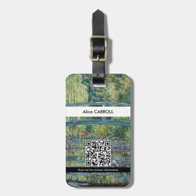 Étiquette À Bagage Monet - Nymphéa, Harmonie verte - Code QR (Devant Vertical)