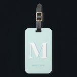 Étiquette À Bagage Monnaie de typographie moderne Turquoise Monograph<br><div class="desc">Monnaie Turquoise Monogramme de typographie moderne Marque initiale pour vos prochaines vacances - avec votre lettre et votre nom de choix. Toutes les couleurs peuvent être changées si vous le souhaitez.</div>